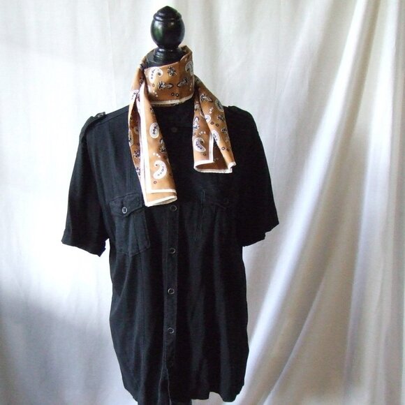Paisley scarf vintage acetate rectangle long Scarves and Allied Arts brown white - Picture 3 of 11